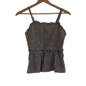 Old Navy Black and White Gingham Check Sleeveless Blouse Size Small